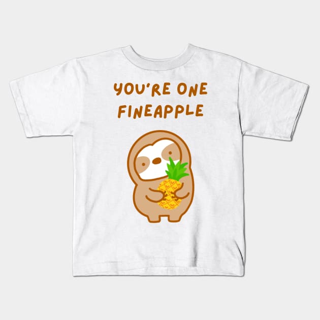 You’re One Fineapple Pineapple Sloth Kids T-Shirt by theslothinme